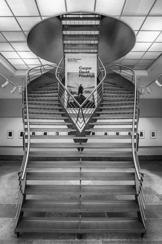 Elegant Museum Staircase by Urs Zimmermann — canvas wall art
