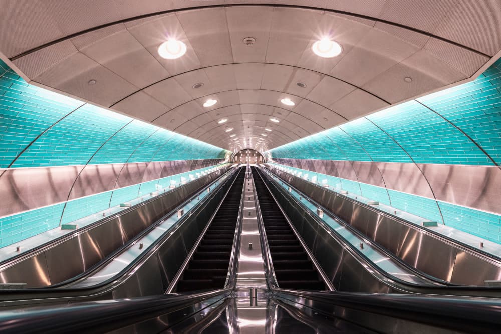 Long Metro Escalators by Rene Tenteris — canvas wall art