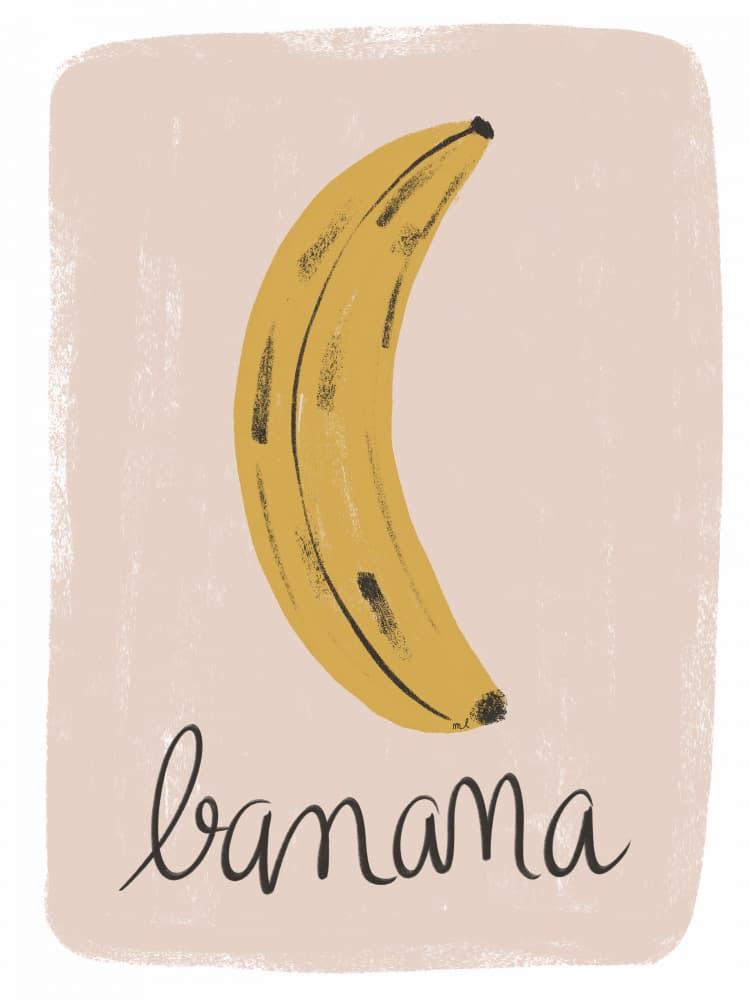 Simple Banana Illustration by Menina Lisboa — canvas wall art