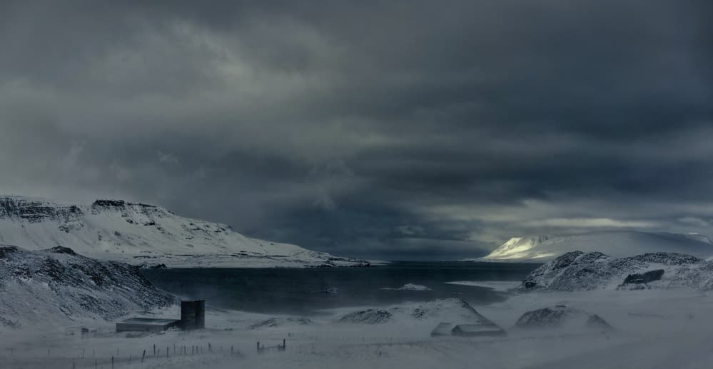Dramatic Winter Fjord by Mette Caroline Strøksnes — canvas wall art