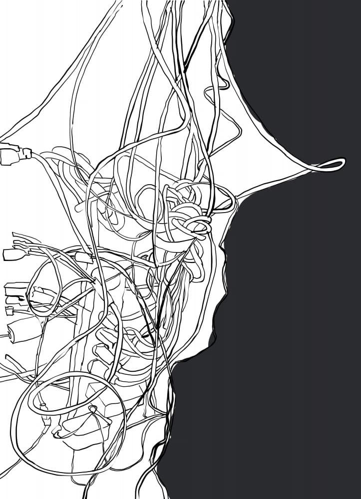 Tangled Digital Connections by XHOZUCAN — canvas wall art