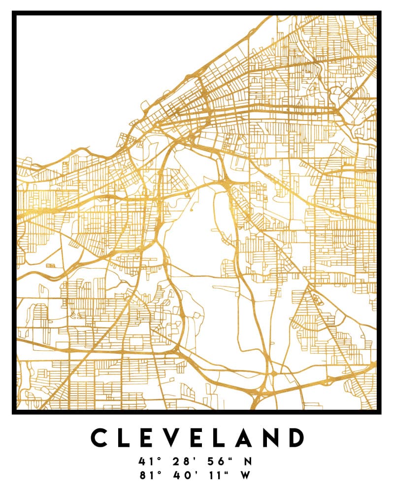 Cleveland Gold City Map by Emiliano Deificus — canvas wall art