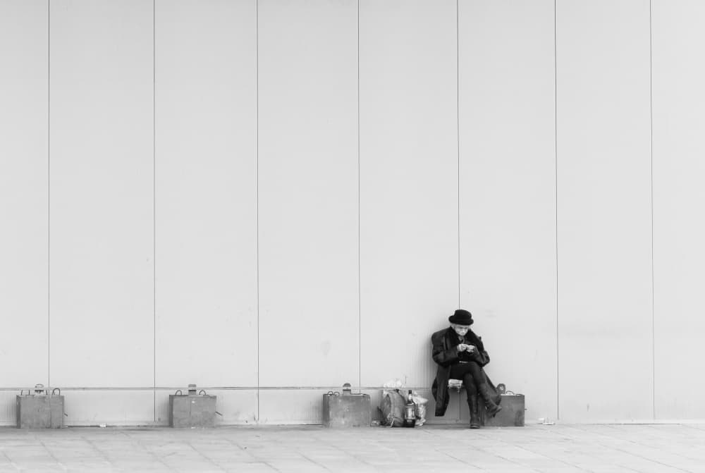 Solitary Man Sitting by Zhecho Planinski — canvas wall art