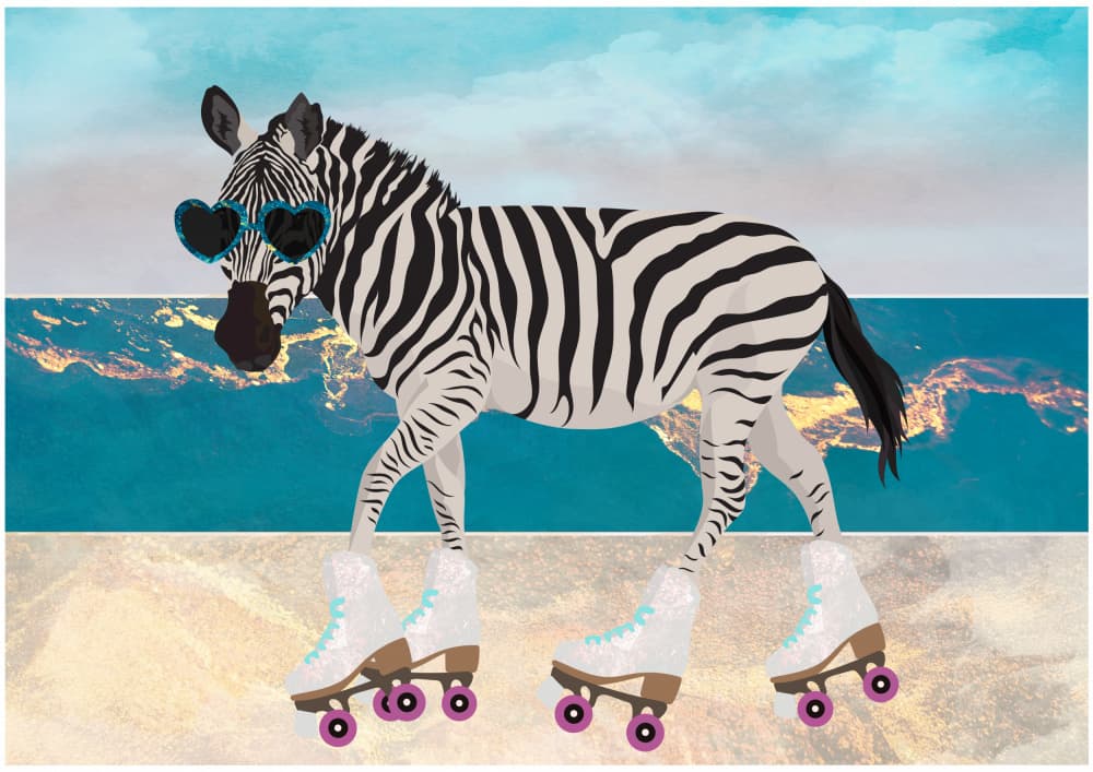 Stylish Zebra Beach Fun by Sarah Manovski — canvas wall art