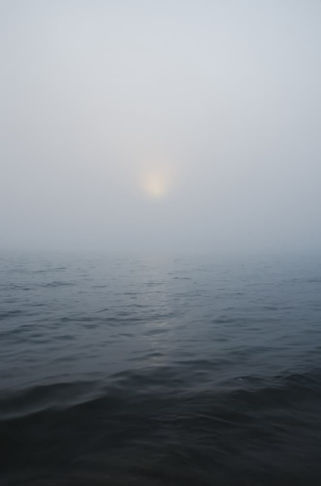 Misty Ocean Sun by Olivia Joy StClaire — canvas wall art
