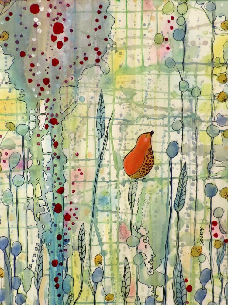 Whimsical Garden Bird by Sylvie Demers — canvas wall art