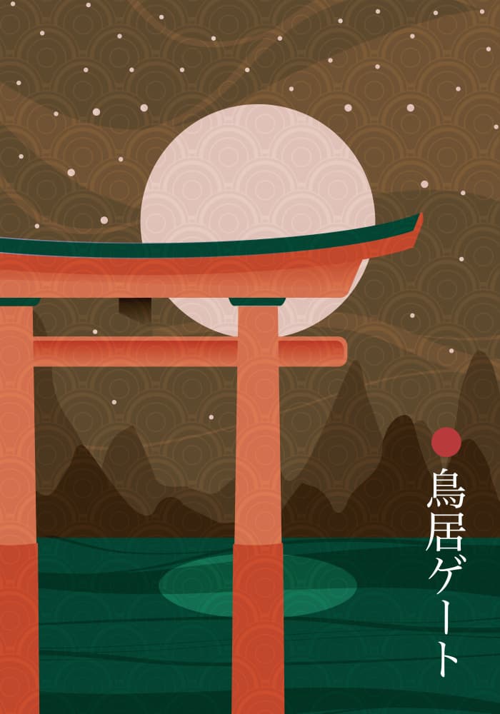 Moonlit Torii Gate by Fadil Roze — canvas wall art