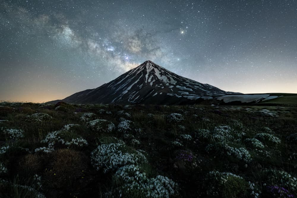 Milky Way Mountain Night by Hosein Babaei — canvas wall art