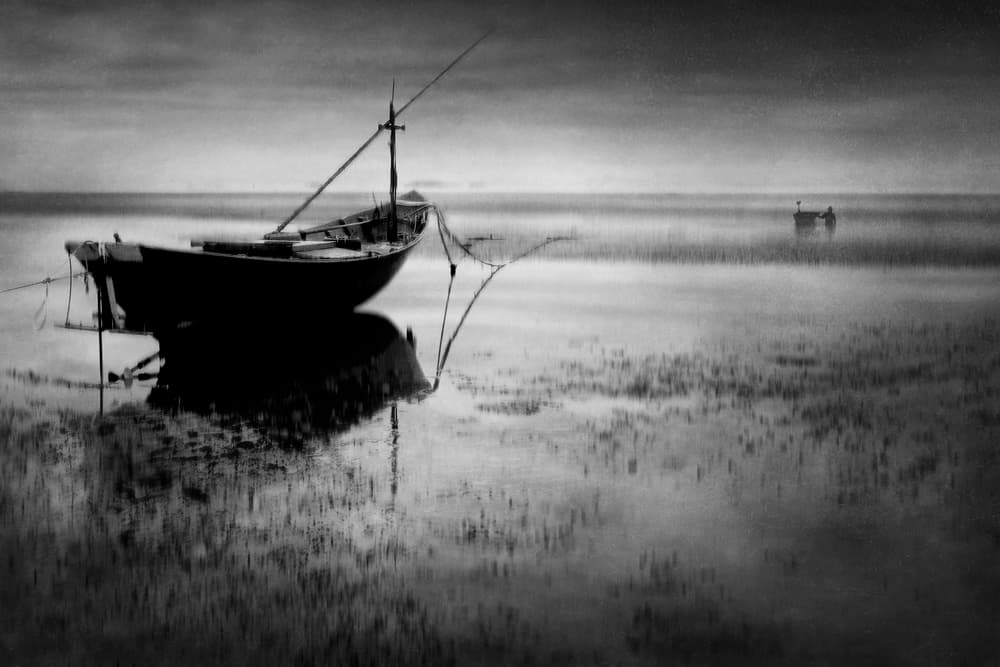 Still Coastal Boat by Ekkachai Khemkum — canvas wall art