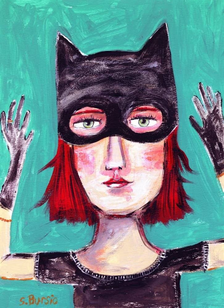 Whimsical Cat Mask by Sharyn Bursic — canvas wall art
