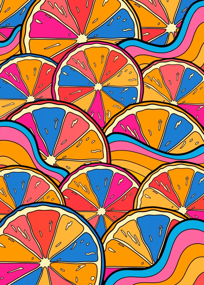 Colorful Citrus Pattern by Stephen Wade — canvas wall art