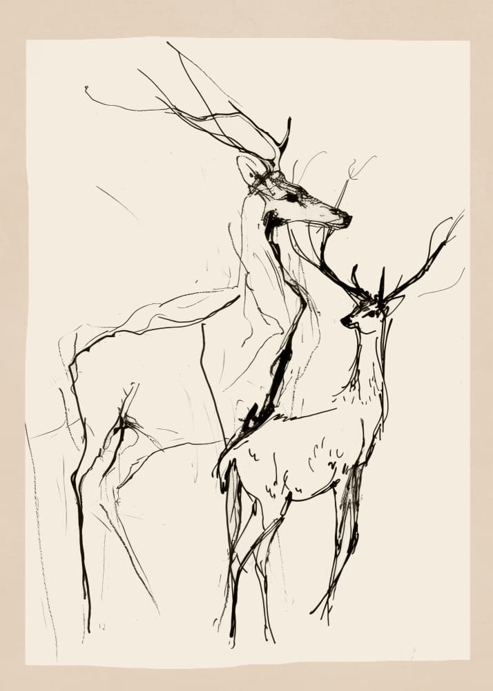 Graceful Deer Drawing by Nadjaa — canvas wall art