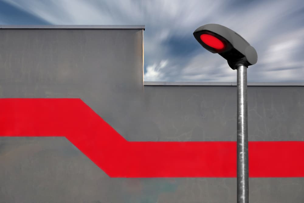Red Line Urban Light by Hans-Wolfgang Hawerkamp — canvas wall art