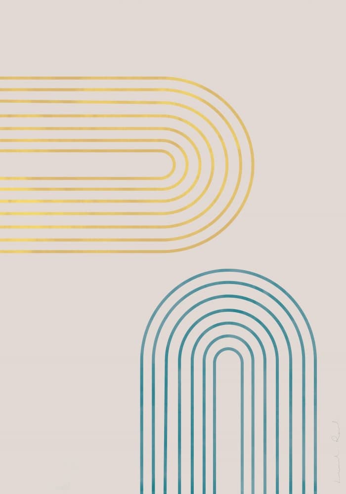 Golden Teal Arches by Pictufy Studio II — canvas wall art