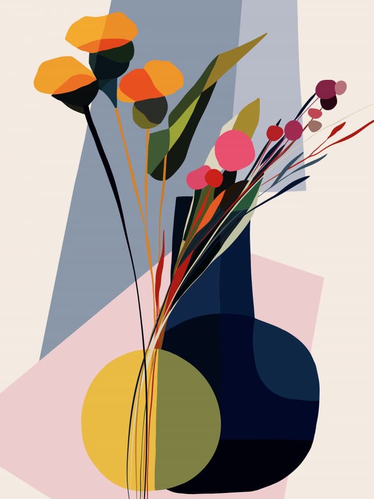 Vibrant Abstract Blooms by CATS AND DOTZ — canvas wall art