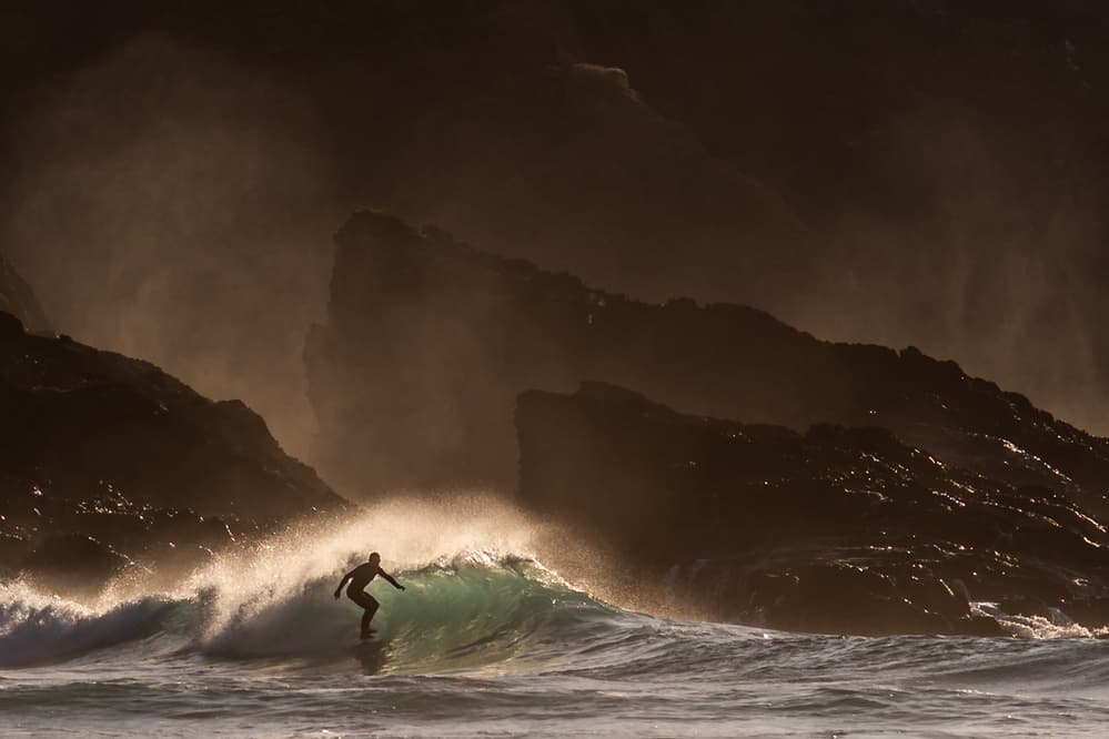 Surfer's Golden Ride by Bego Amare — canvas wall art