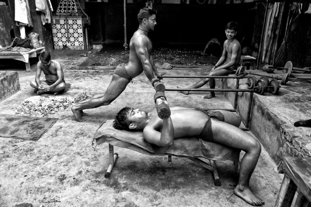 Traditional Wrestling Training by Shaibal Nandi — canvas wall art