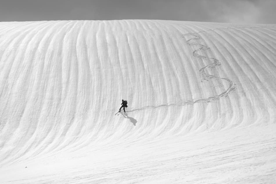 Lone Skier Ascent by Peter Svoboda MQEP — canvas wall art