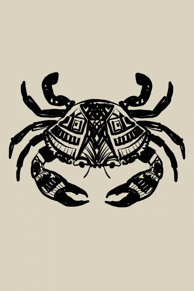 Black Tribal Crab by casa cartissi — canvas wall art