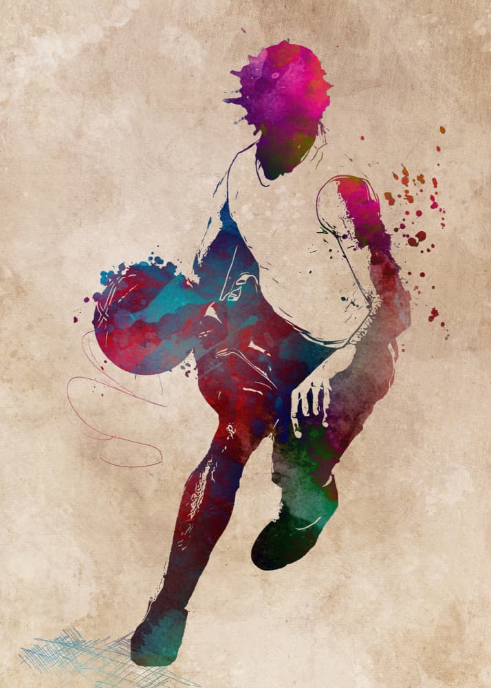 Vibrant Basketball Dribble by Justyna Jaszke — canvas wall art