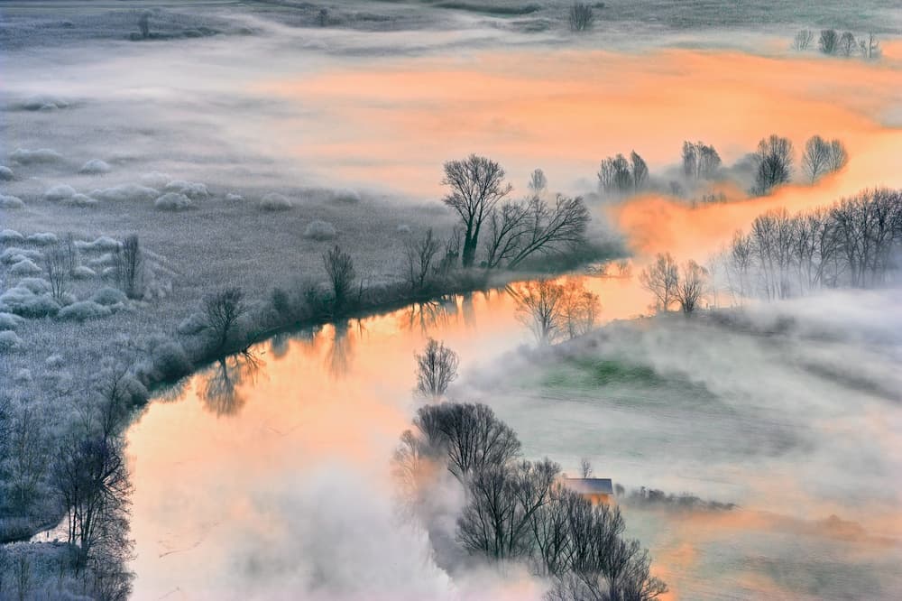 Misty River Dawn by Fiorenzo Rondi — canvas wall art