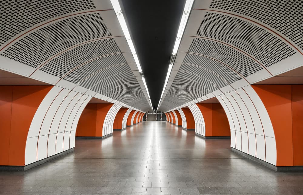 Orange Metro Passage by Renate Reichert — canvas wall art
