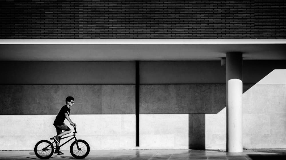 Young Rider Urban Geometry by João Castro — canvas wall art