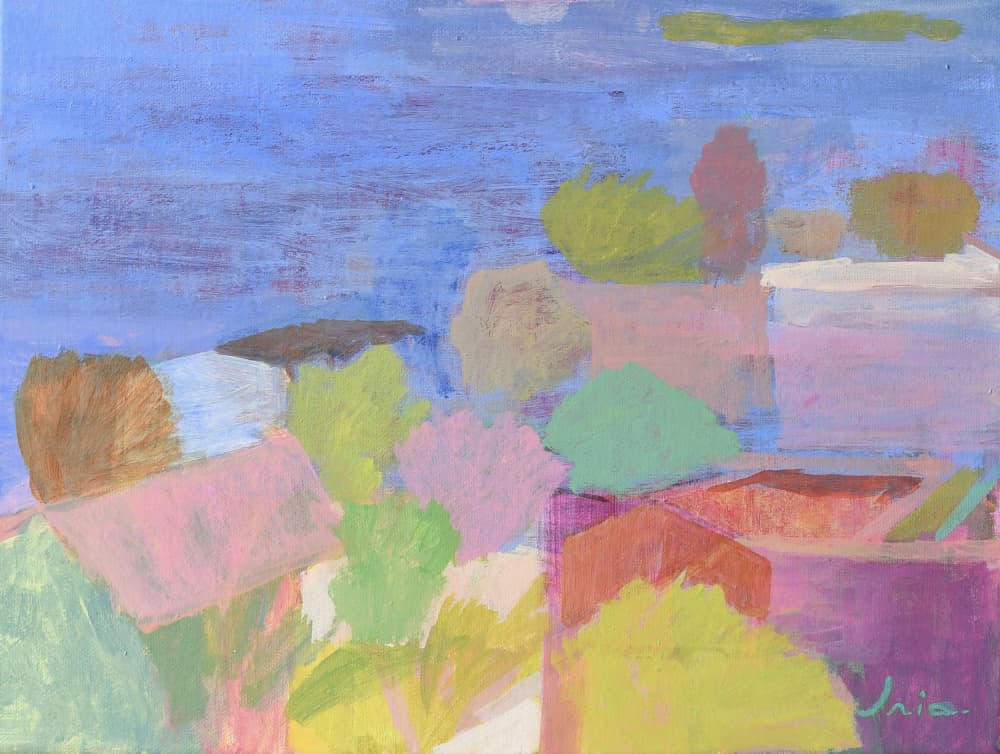 Abstract Village Landscape by Iria Fernandez — canvas wall art