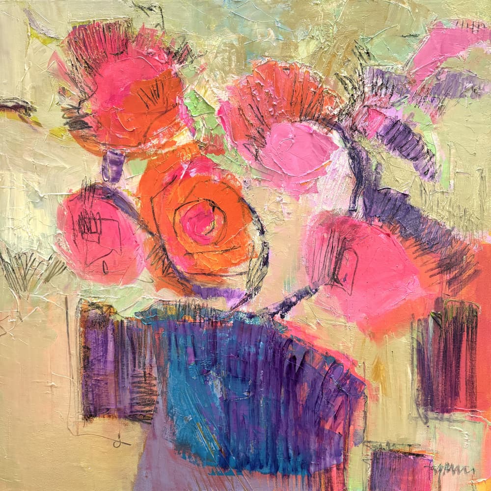 Vibrant Abstract Blooms by Dorothy Fagan — canvas wall art