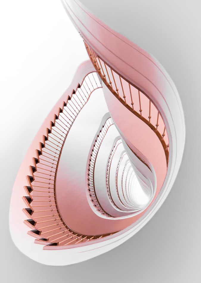 Pink Spiral Staircase by Kay PK — canvas wall art