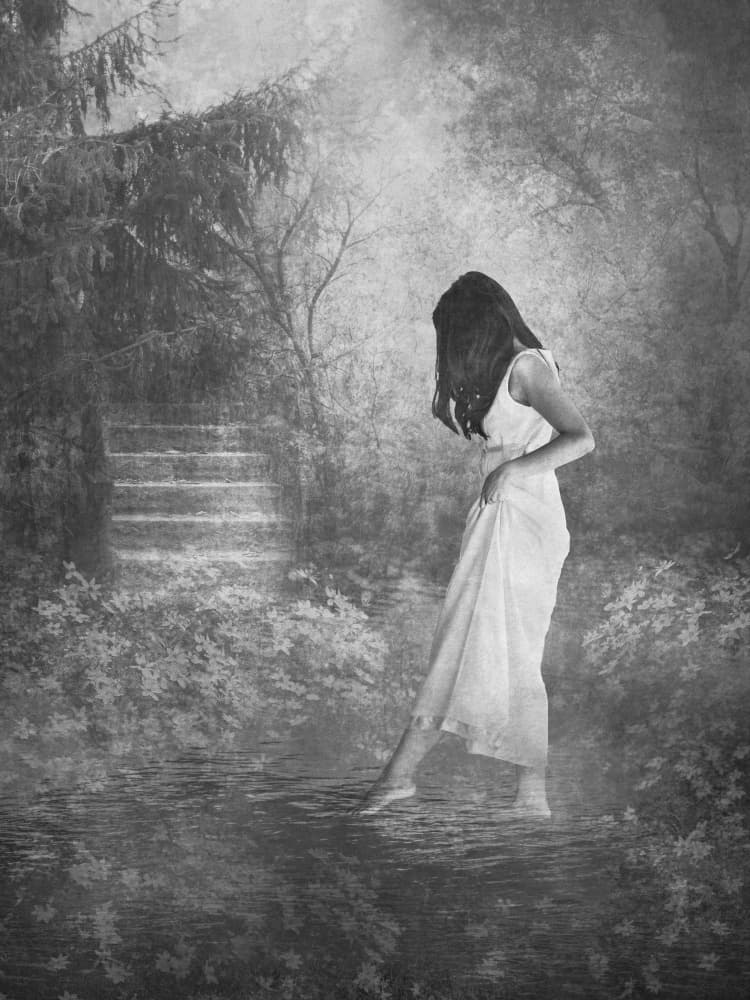 Woman In Misty Woods by Eiji Yamamoto — canvas wall art