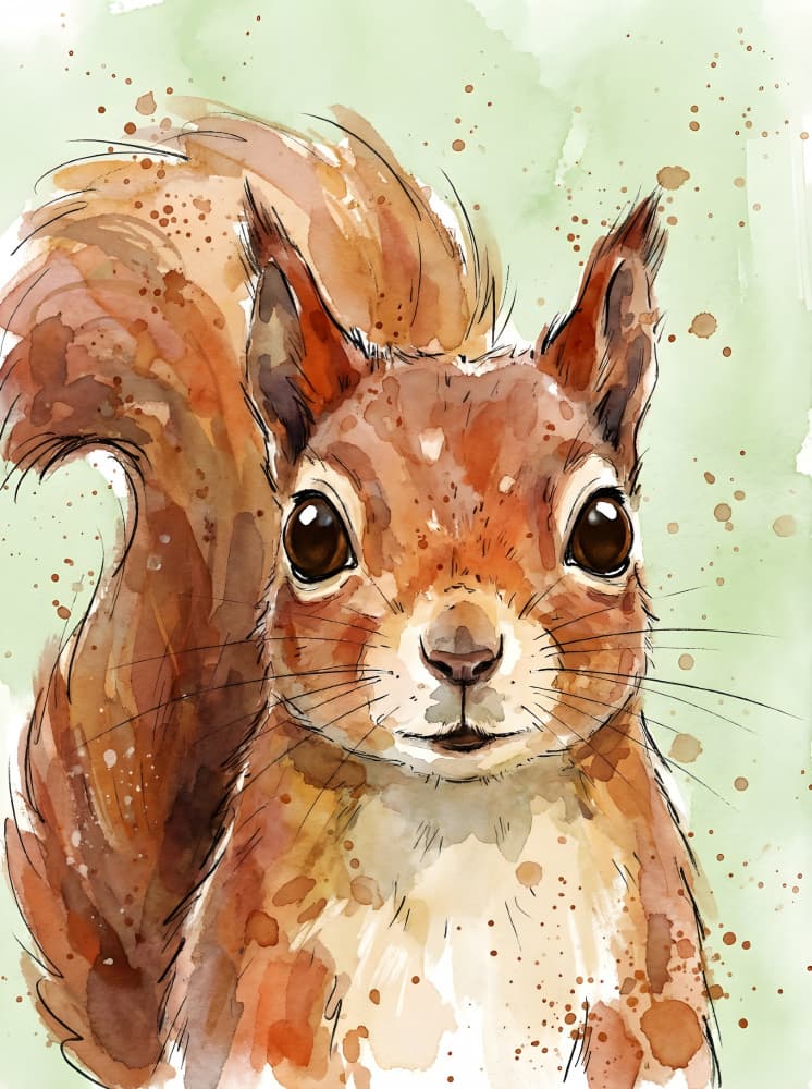Red Squirrel Portrait by HUGO — canvas wall art