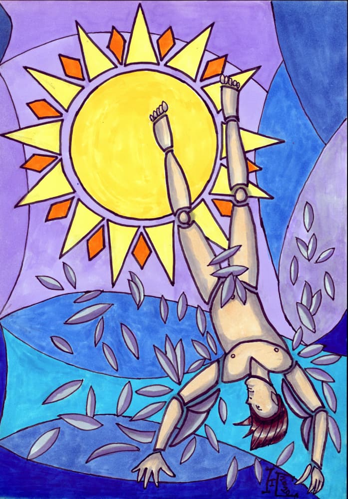 Falling Man Sun by Tim Hoinkis — canvas wall art
