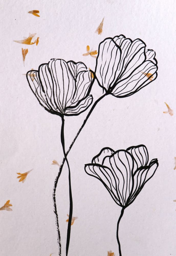 Elegant Line Flowers by Santhosh ch — canvas wall art