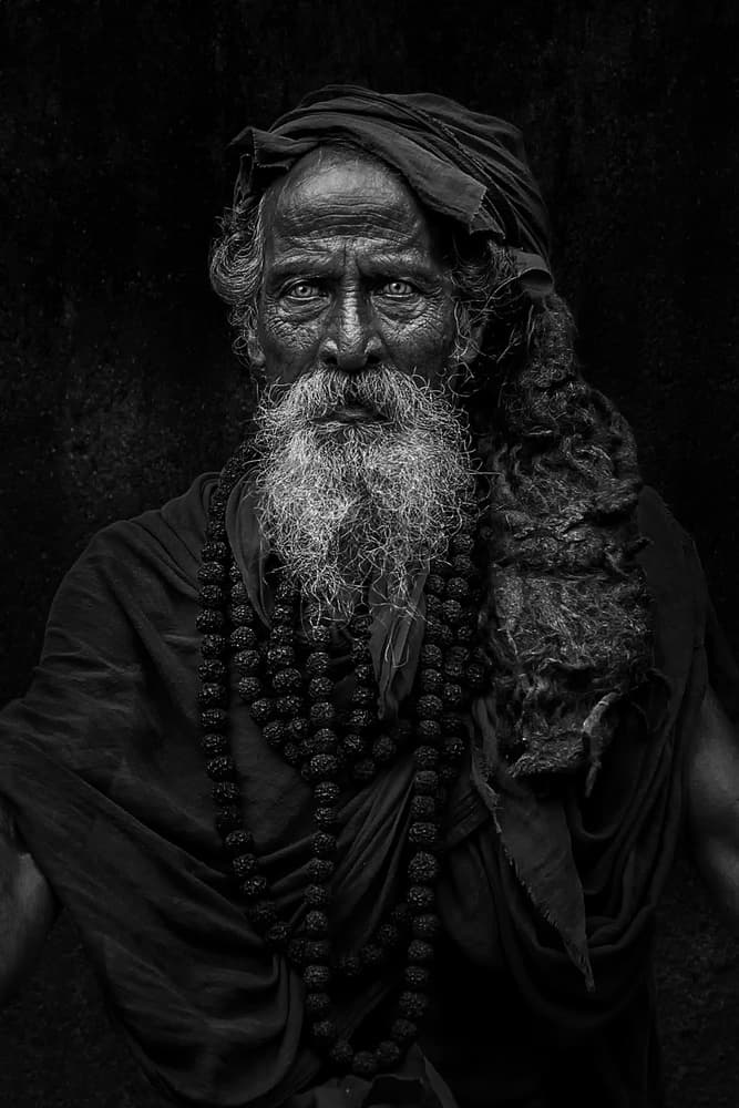 Intense Sadhu Gaze by Fadhel Almutaghawi — canvas wall art