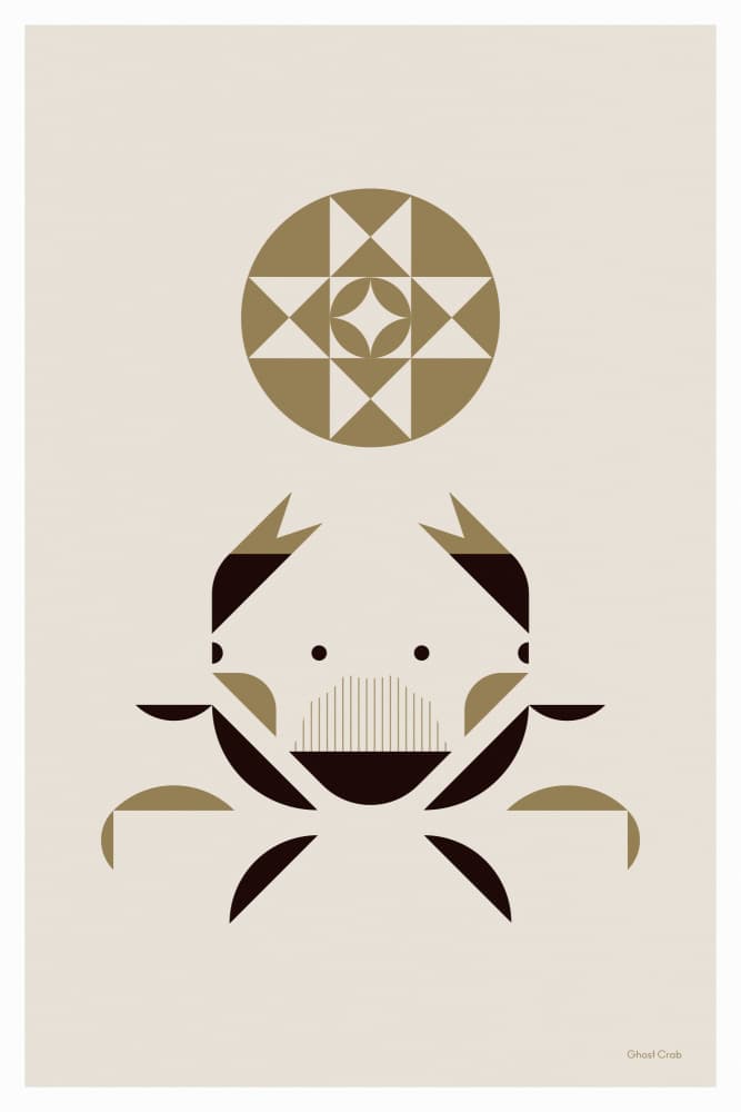 Geometric Crab and Sun by Studio Soleil — canvas wall art