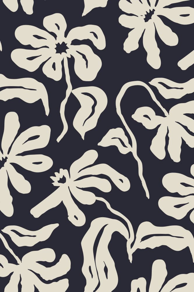 Organic Navy Floral Pattern by Anna Rose — canvas wall art