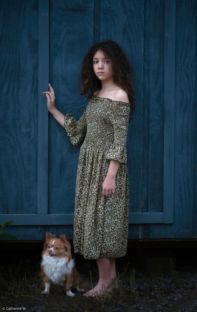 Barefoot Girl and Dog by Catherine Wang — canvas wall art
