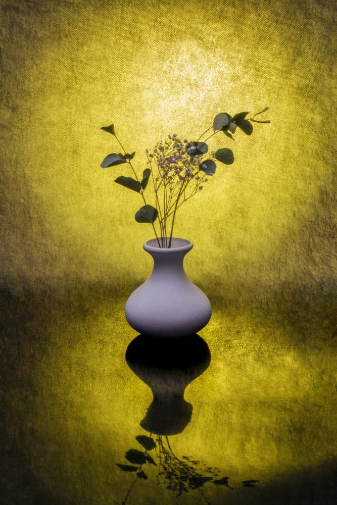 Golden Floral Reflection by Brig Barkow — canvas wall art