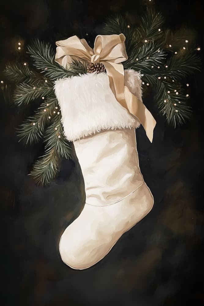 Elegant Christmas Stocking by Melloi Art Prints — canvas wall art
