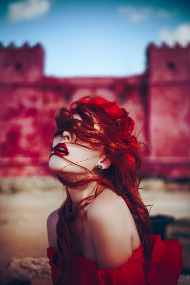 Fiery Red Portrait by Ruslan Bolgov — canvas wall art