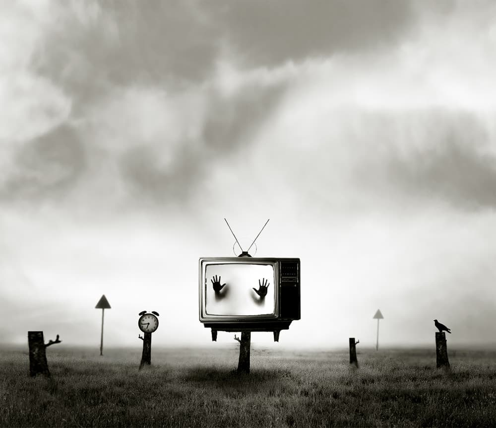 Surreal Trapped TV Landscape by Hadi Malijani (Malenjani) — canvas wall art