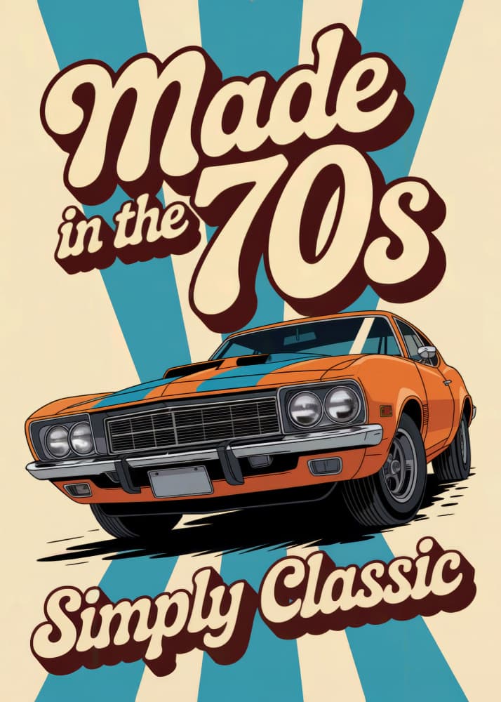 Classic 70s Muscle Car by Andreas Magnusson — canvas wall art