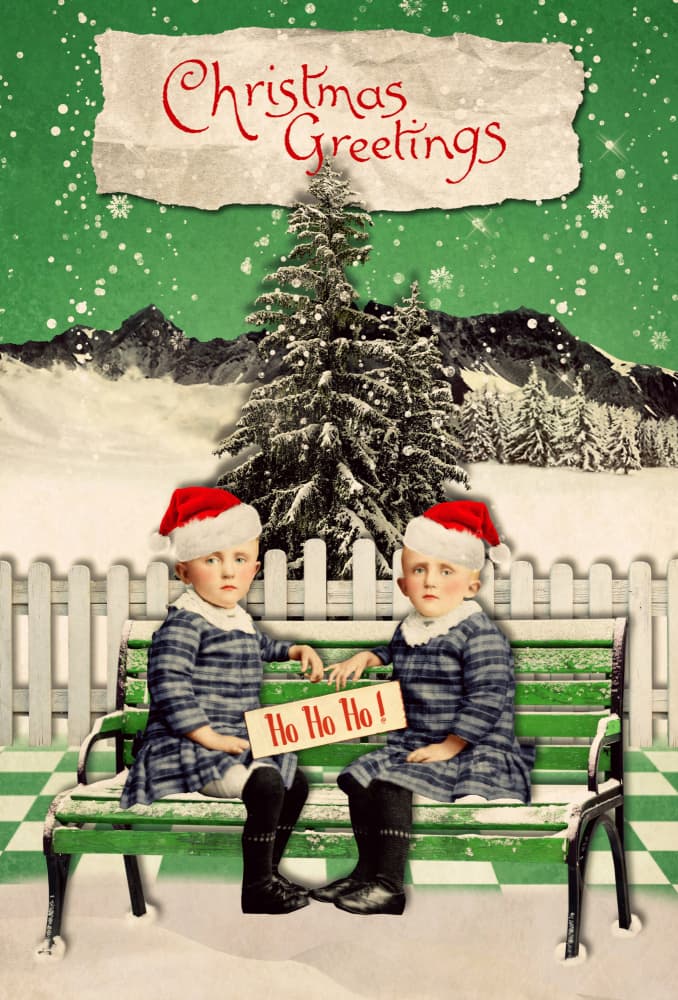 Festive Twins Ho Ho Ho by Marja van den Hurk — canvas wall art