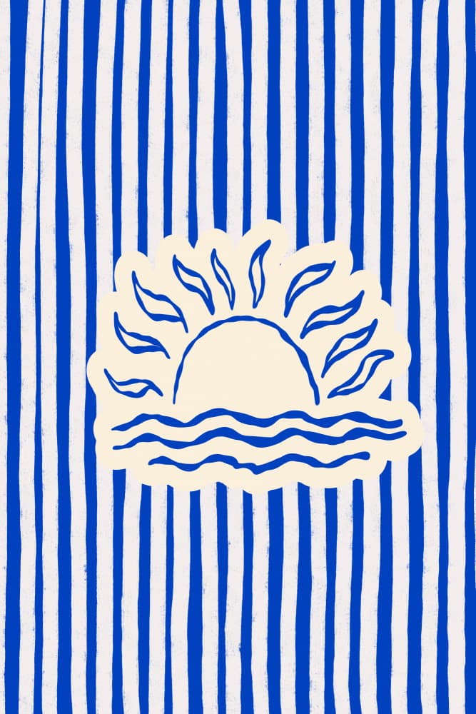 Blue Striped Ocean Sun by Treechild — canvas wall art