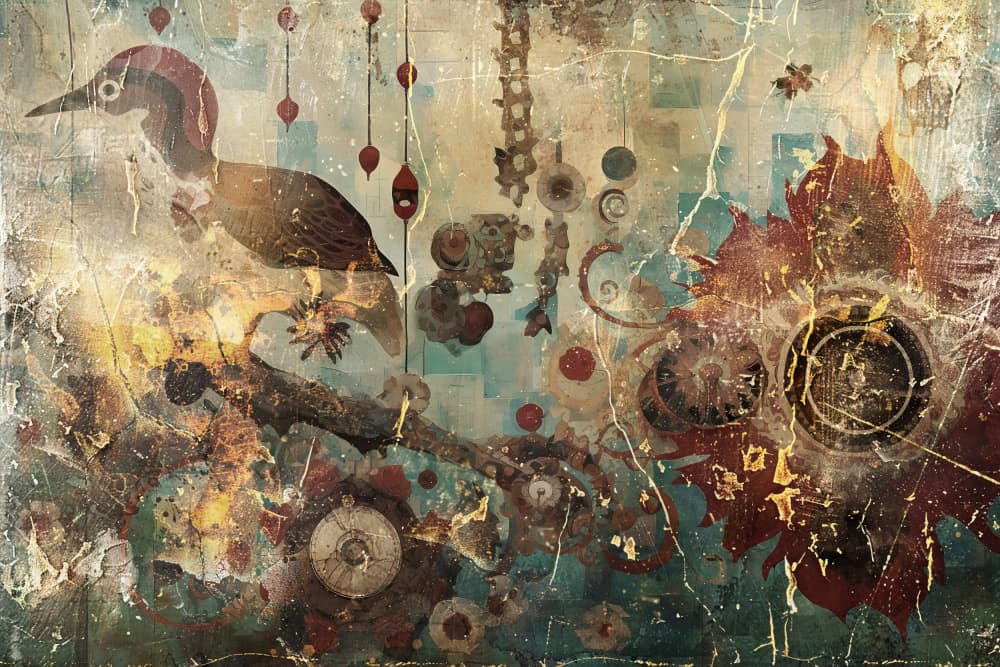 Steampunk Bird Garden by Rafal Kulik — canvas wall art