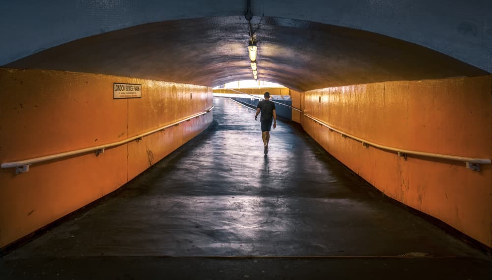 Lone Figure Tunnel Path by Juan Luis Seco — canvas wall art
