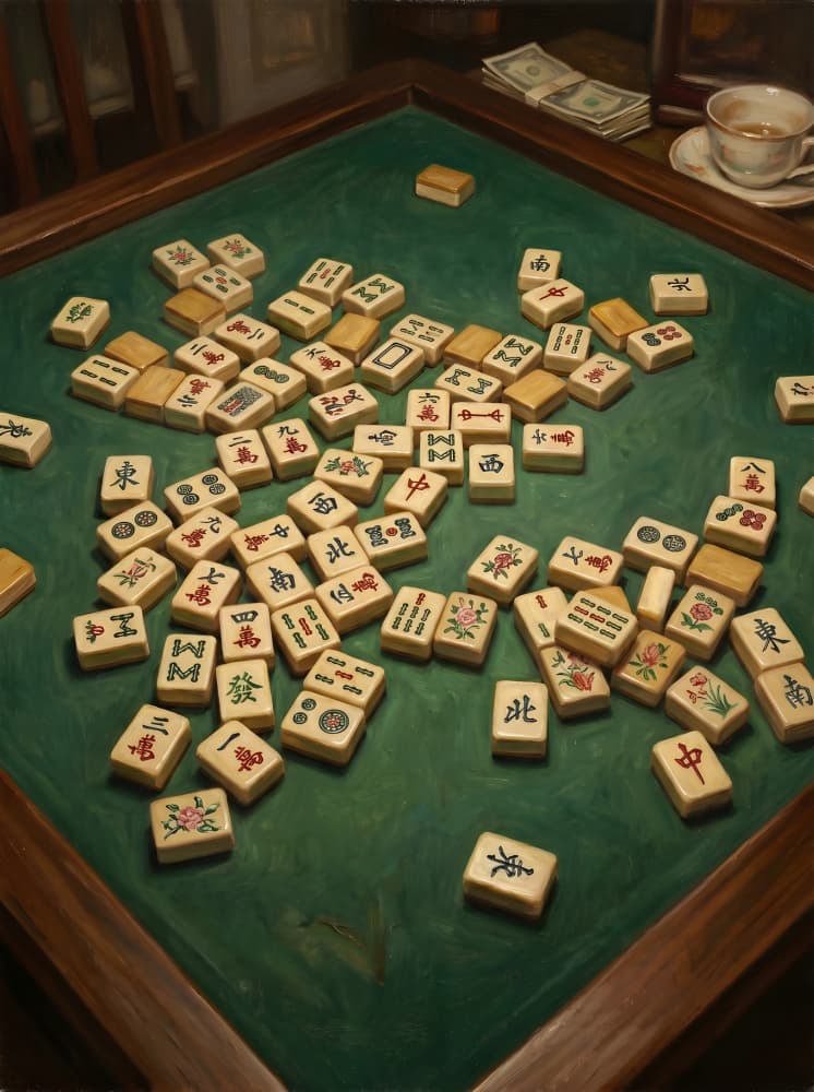 Mahjong Tiles and Money by HUGO — canvas wall art
