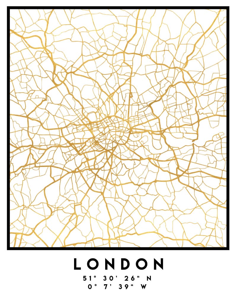 Elegant Gold London Map by Emiliano Deificus — canvas wall art