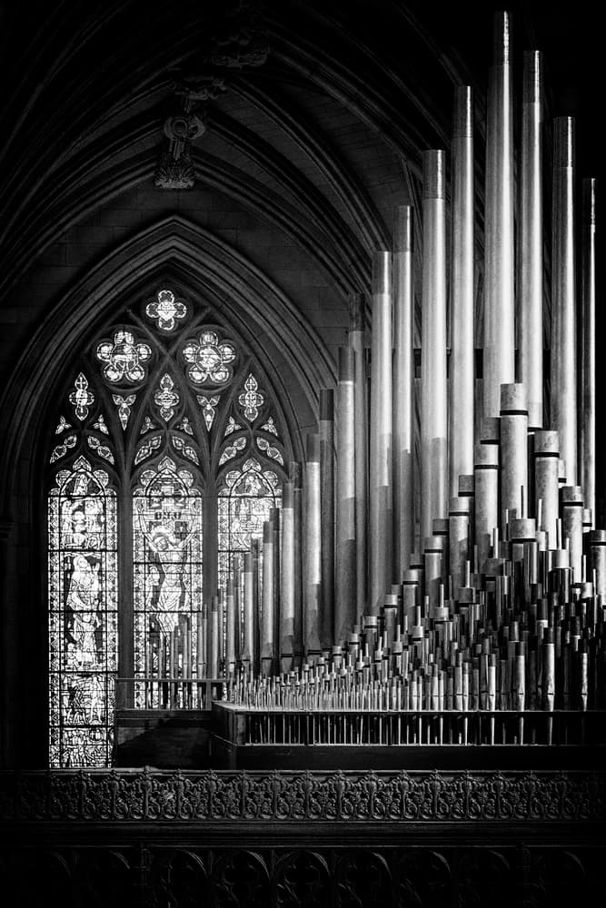 Gothic Organ Stained Glass by Christopher Budny — canvas wall art